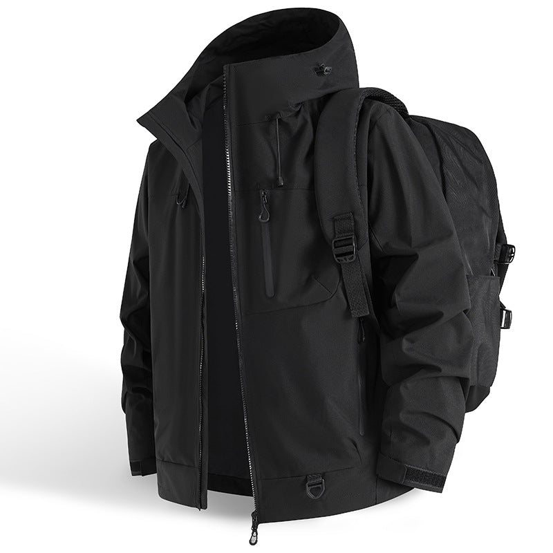 Wasserdichte Sportjacke | Outdoorjacke mit Kapuze, winddichter Passform, atmungsaktivem Gewebe und Reißverschlusstaschen