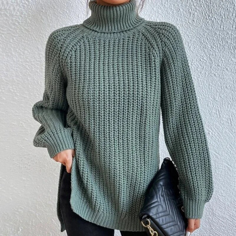 Damen Winterpullover | Warmer Strickpullover mit Rundhalsausschnitt, langen Ärmeln und lockerer Passform