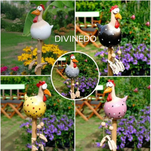 Decorative Chicken Garden Figurine made of Resin | 28 cm Weatherproof &amp; Waterproof | For Garden, Terrace or Kitchen | Cheerful Design