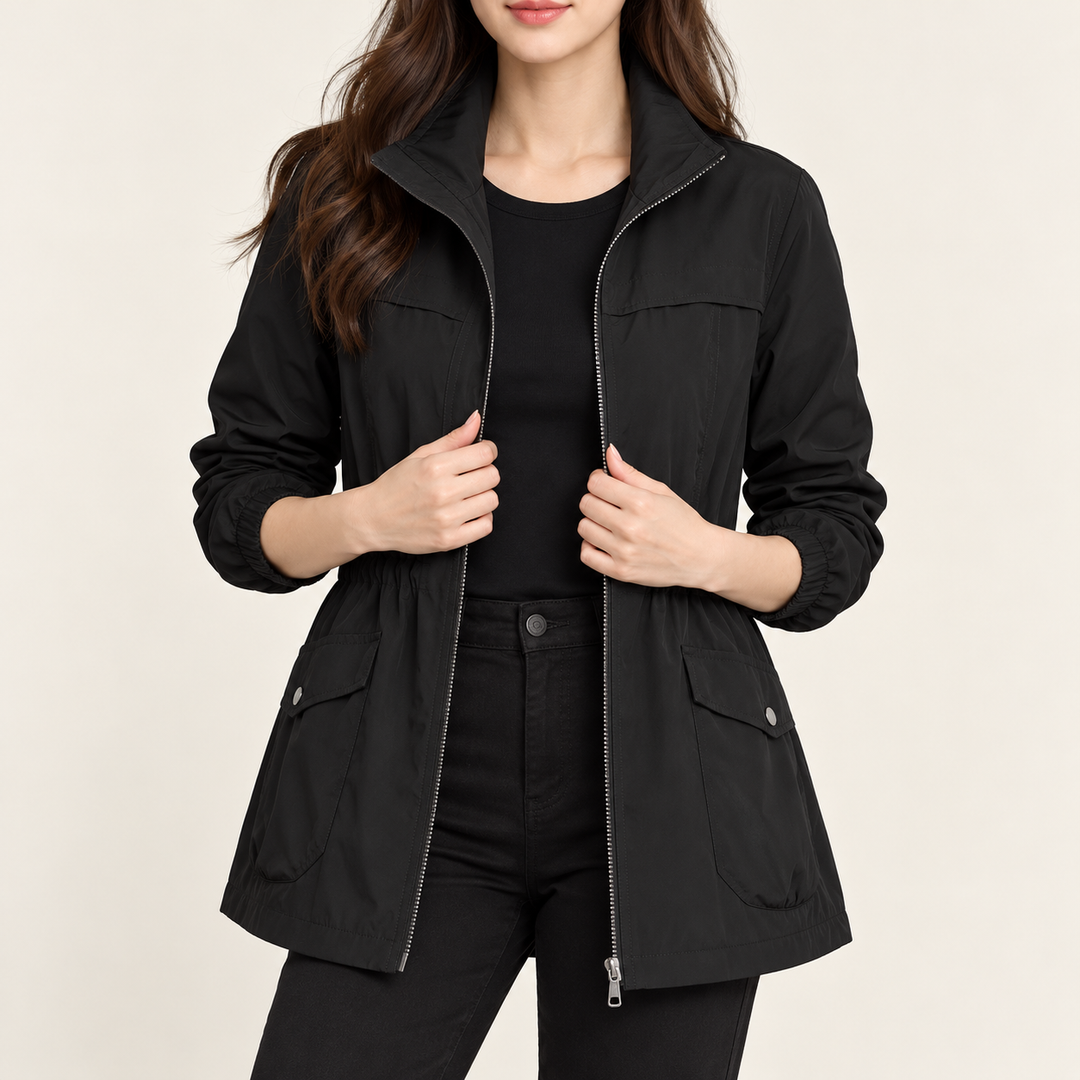 Damen leichte Übergangsjacke mit Reißverschluss | Windabweisende Freizeitjacke mit dünnem Stoff für Frühling, Herbst und milde Tage