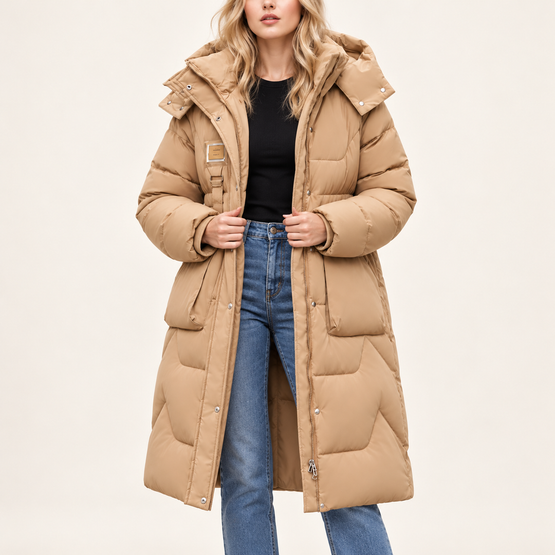 Damen Wintermantel wasserdicht mit abnehmbarer Kapuze | Warmer Winterparka mit Innenfutter und geräumigen Taschen für kalte Tage