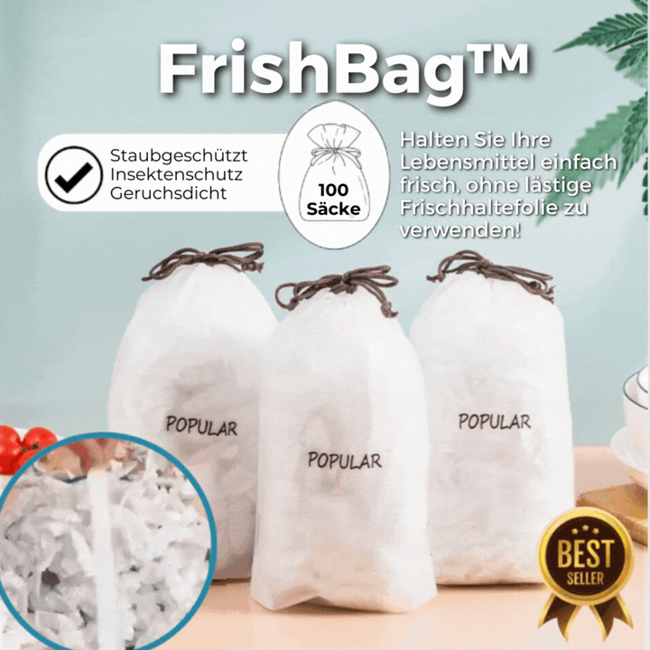 Frischhaltebeutel Set 100 Stück | Dehnbar bis 40 cm, BPA-frei | Wiederverwendbar &amp; reißfest | Für Schüsseln, Teller, Reste