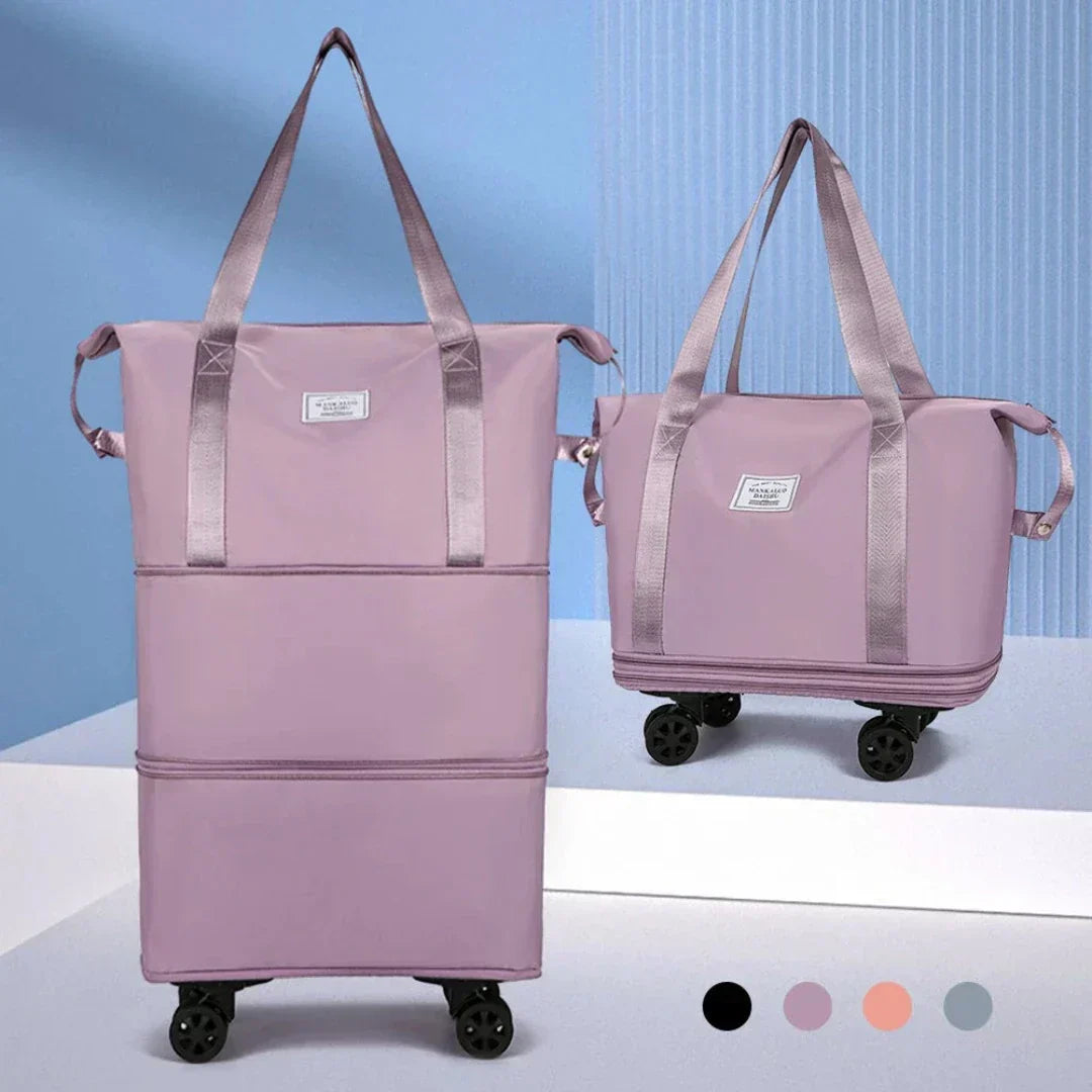 Travel organizer suitcase with compartment system | Expandable storage + optional wheels | Organized packing | Colors Black/Purple/Pink/Blue
