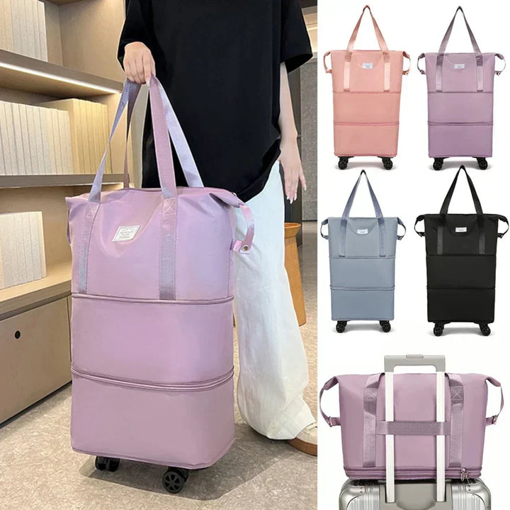 Travel organizer suitcase with compartment system | Expandable storage + optional wheels | Organized packing | Colors Black/Purple/Pink/Blue