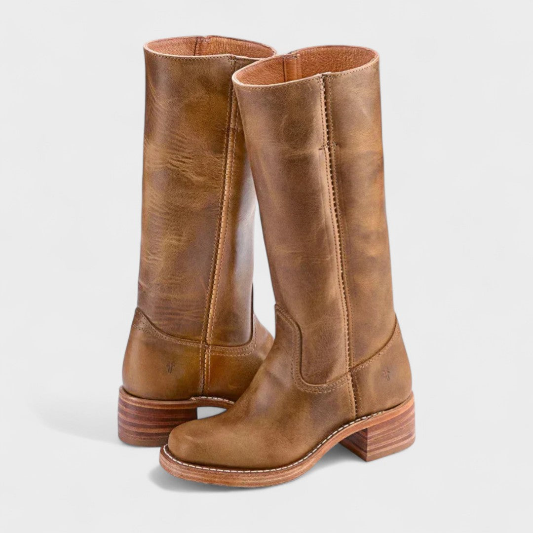 Damen Cowboy Stiefeletten mit Plateau | Western Boots mit Ziernähten und bequemer Passform für Jeans, Kleider und Röcke