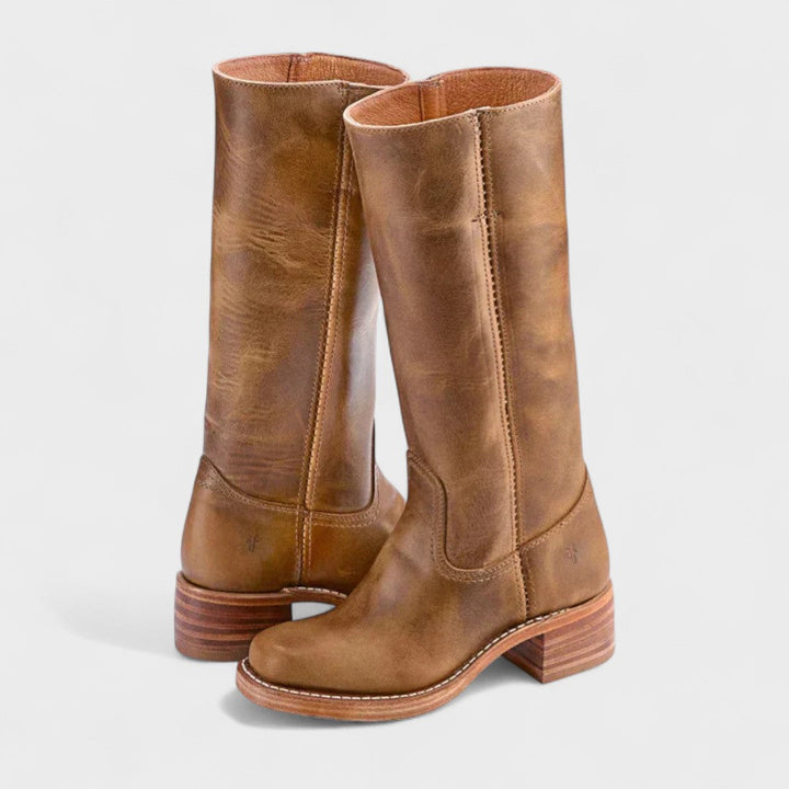 Damen Cowboy Stiefeletten mit Plateau | Western Boots mit Ziernähten und bequemer Passform für Jeans, Kleider und Röcke