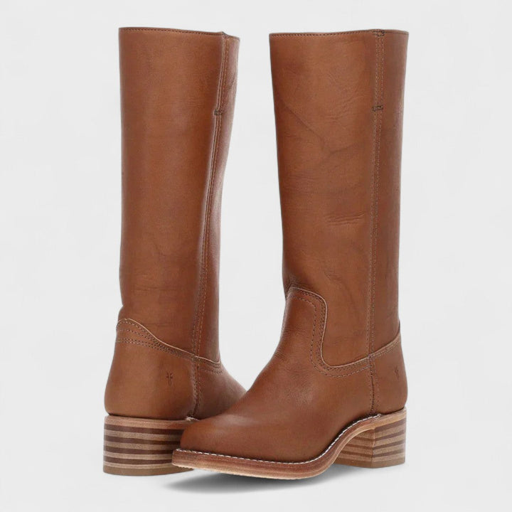 Damen Cowboy Stiefeletten mit Plateau | Western Boots mit Ziernähten und bequemer Passform für Jeans, Kleider und Röcke
