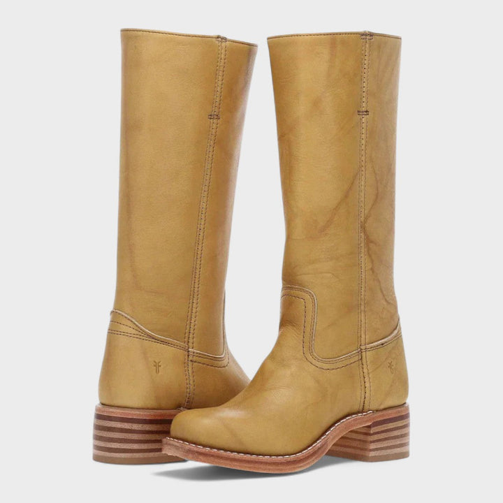Damen Cowboy Stiefeletten mit Plateau | Western Boots mit Ziernähten und bequemer Passform für Jeans, Kleider und Röcke