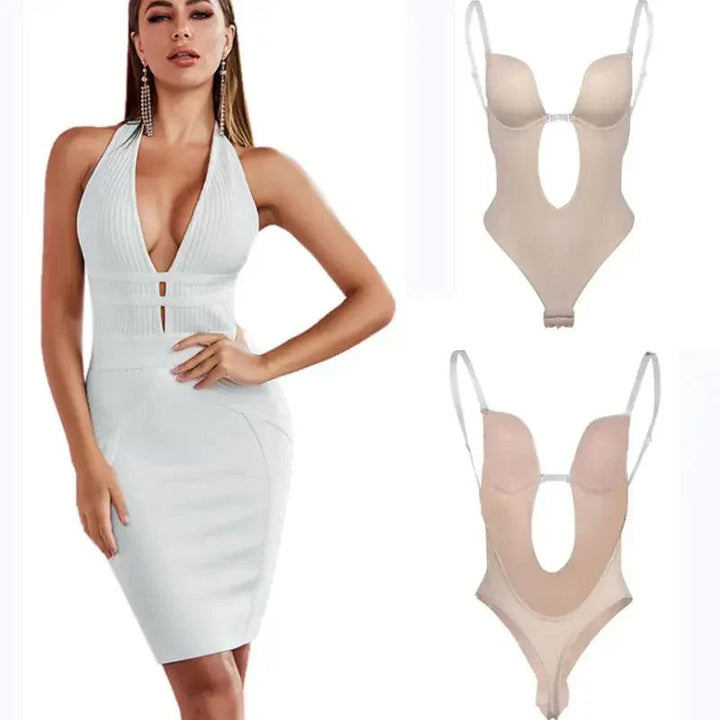 Body shapewear dos nu avec bretelles transparentes | Lissant et soutenant sans coutures | Invisible sous les robes | Lot de 2