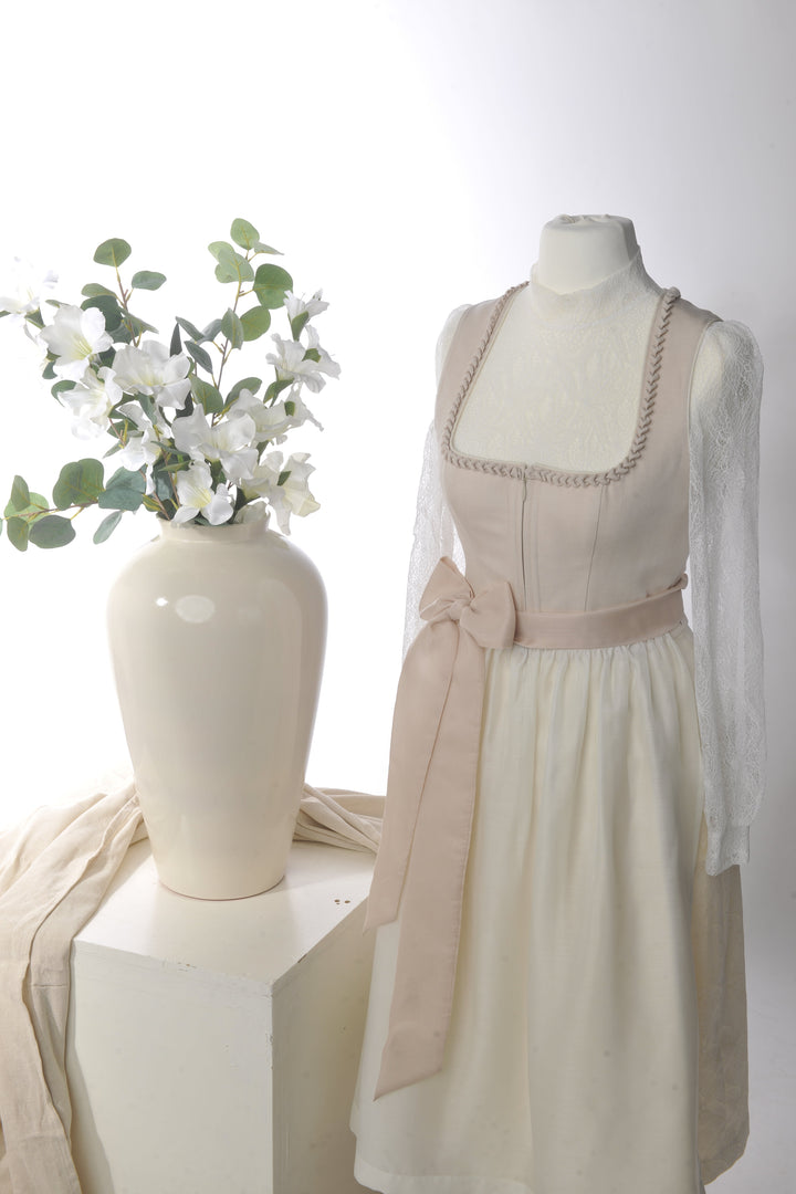 Dirndl Midi Damen | Elegantes Dirndl mit 2 Schürzen und 70 cm Rocklänge für Oktoberfest und festliche Anlässe