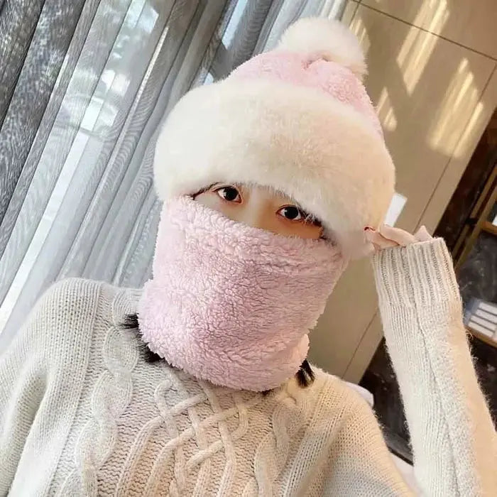 Women’s Winter Hat with Scarf | Fluffy &amp; Windproof | Warm Outdoor Set