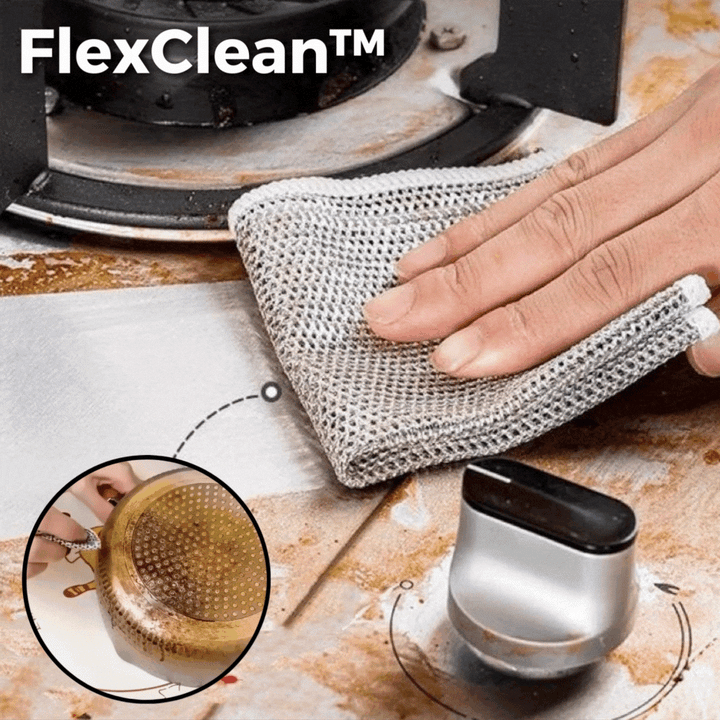 Wire Cleaning Cloths 20×20 cm | Strong Grease Dissolving Power, Quick-Drying &amp; Reusable | For Pots, Pans, Stove &amp; Grill | 5+5 Free