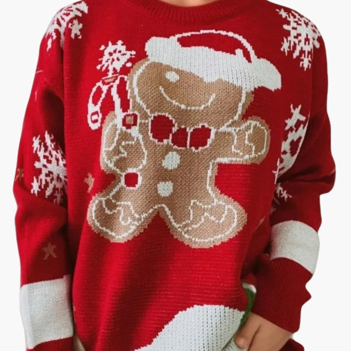 Damen Weihnachtspullover mit Wintermotiv | Mehrfarbiger Strickpullover mit Rundhalsausschnitt, langen Ärmeln und gerippten Bündchen