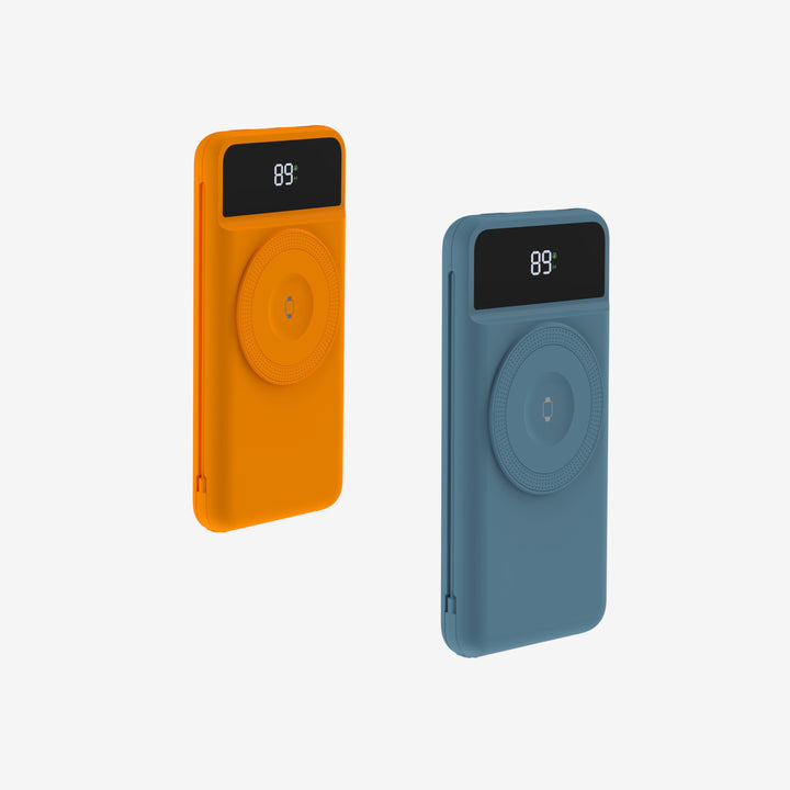 2er-Set 5-in-1 Powerbank 10.000 mAh | Reiseladegerät mit USB-C, Lightning, Qi-Laden und internationalen Adaptern