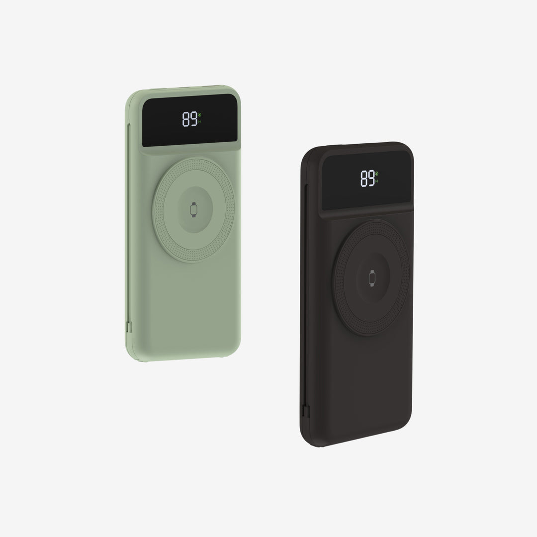 2er-Set 5-in-1 Powerbank 10.000 mAh | Reiseladegerät mit USB-C, Lightning, Qi-Laden und internationalen Adaptern