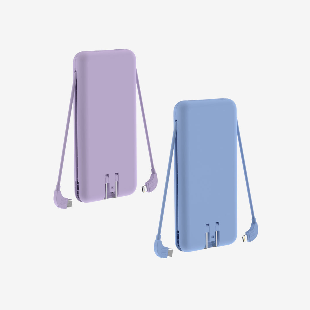 2er-Set 5-in-1 Powerbank 10.000 mAh | Reiseladegerät mit USB-C, Lightning, Qi-Laden und internationalen Adaptern