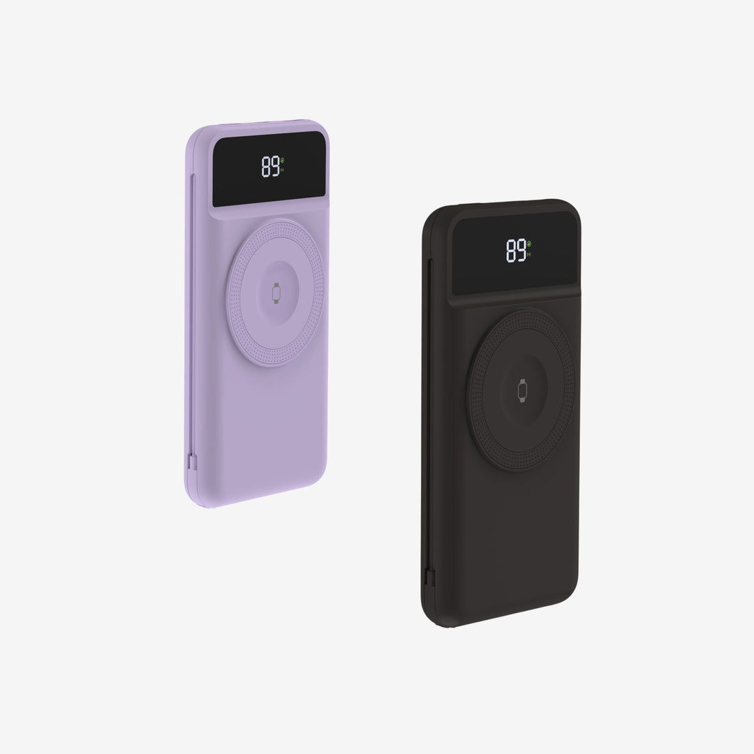 2er-Set 5-in-1 Powerbank 10.000 mAh | Reiseladegerät mit USB-C, Lightning, Qi-Laden und internationalen Adaptern
