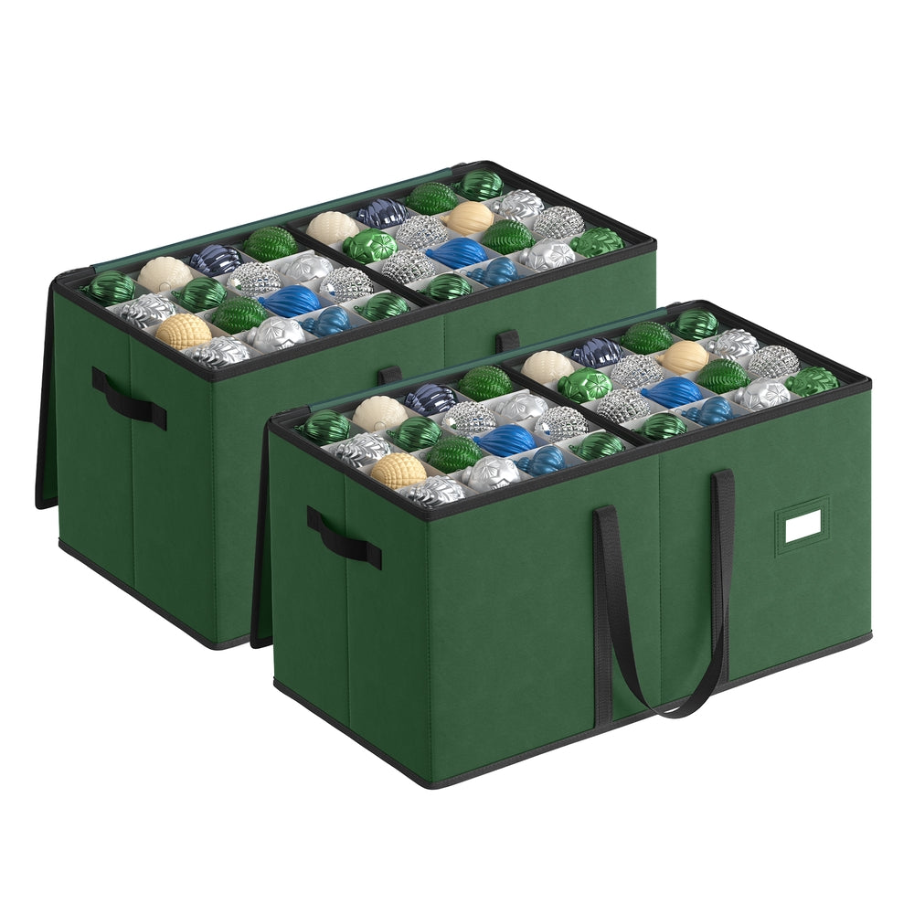 Aufbewahrungsbox für Weihnachtskugeln | Stapelbare Weihnachtsdeko-Aufbewahrung mit Deckel, verstellbaren Trennwänden und Etikettenhalter
