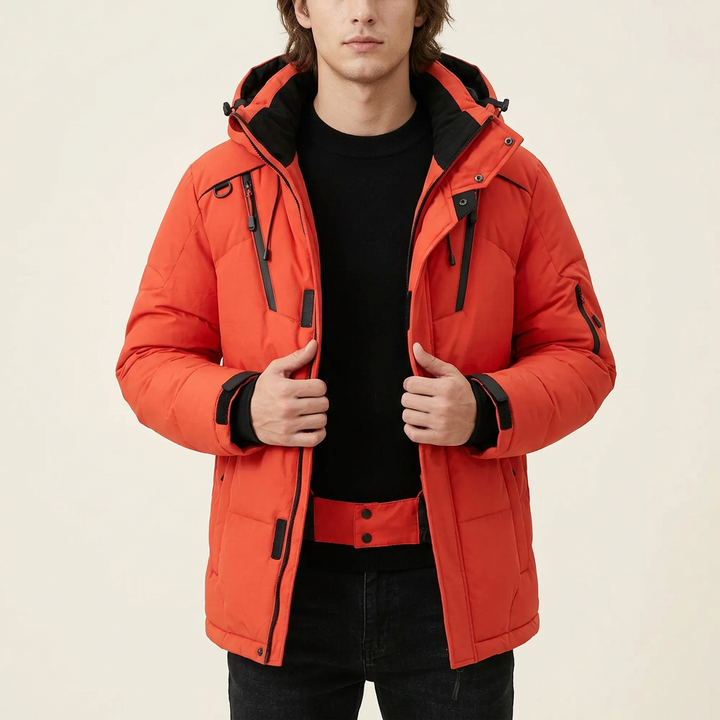 Herren Winterjacke | Wattierte Steppjacke mit verstellbarer Kapuze, Reißverschlusstaschen und sportlichem Schnitt für kalte Tage