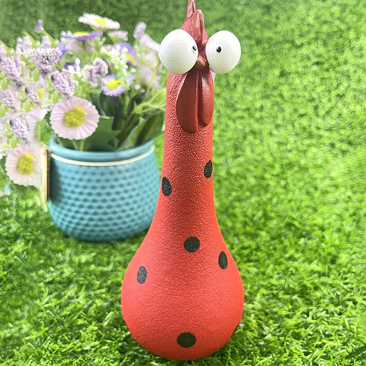 Décoration de jardin poules en résine | Résistante aux intempéries et durable | Décoration amusante pour jardin, balcon et terrasse