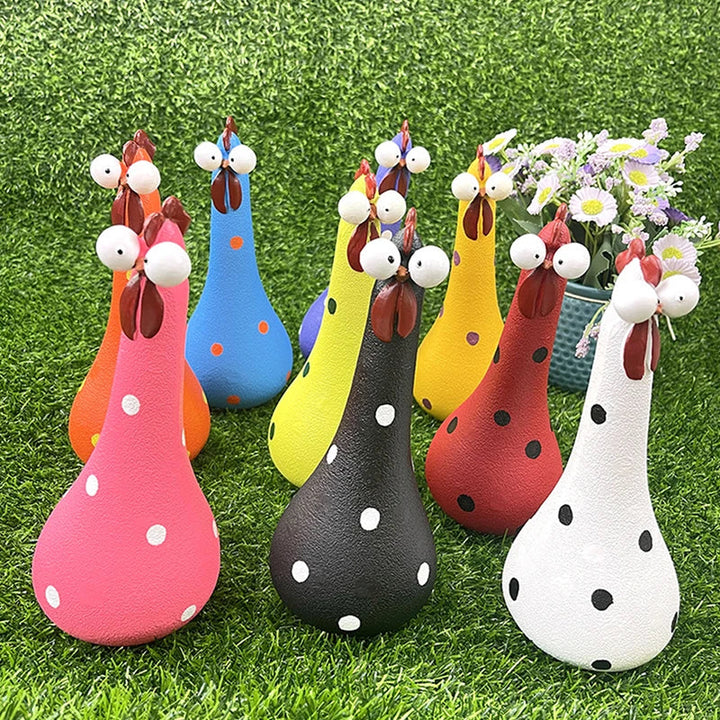 Décoration de jardin poules en résine | Résistante aux intempéries et durable | Décoration amusante pour jardin, balcon et terrasse