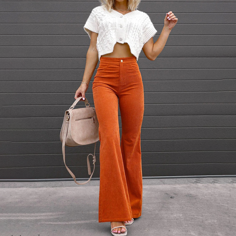 Damen Schlaghose | High-Waist-Hose mit ausgestelltem Bein und figurbetonter Passform
