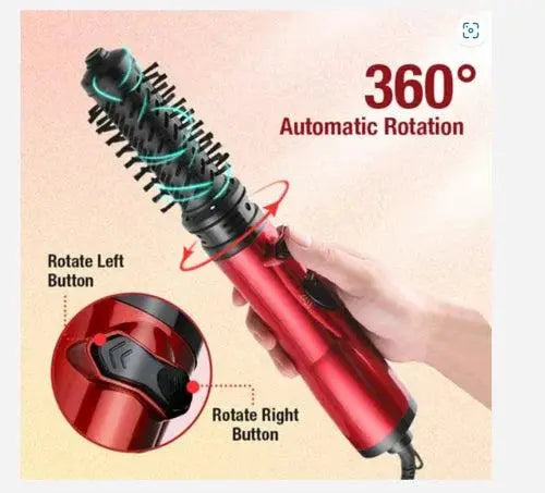 Rotierende Warmluftbürste mit 2 Aufsätzen | 360° Rotation, 3 Temperaturstufen | Für Volumen, Locken &amp; Glätten, Salon-Finish
