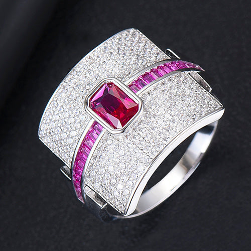 Anello donna a fascia | Design di lusso | Zirconia cubica | Anello di fidanzamento e da dichiarazione