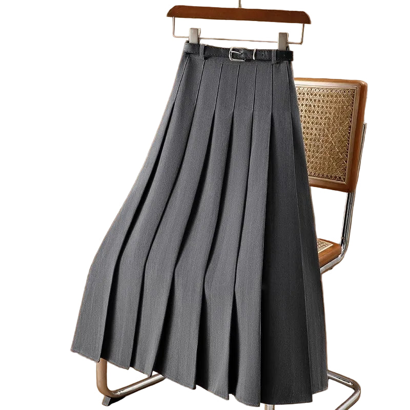 Damen Faltenrock Midi mit Gürtel | Eleganter Plisseerock mit hoher Taille &amp; ausgestelltem Schnitt für Alltag &amp; Büro