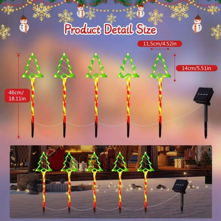 Solar Weihnachtsbaumlichter 5er Set für außen | LED-Gartenbeleuchtung mit Erdspießen und automatischer Lichtfunktion