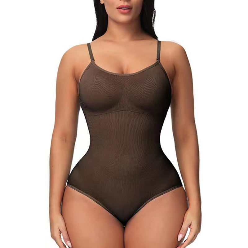 Women’s Shapewear Body with Deep Neckline | Figure Shaping Bodysuit for Smooth Silhouette | Breathable, Elastic, Invisible