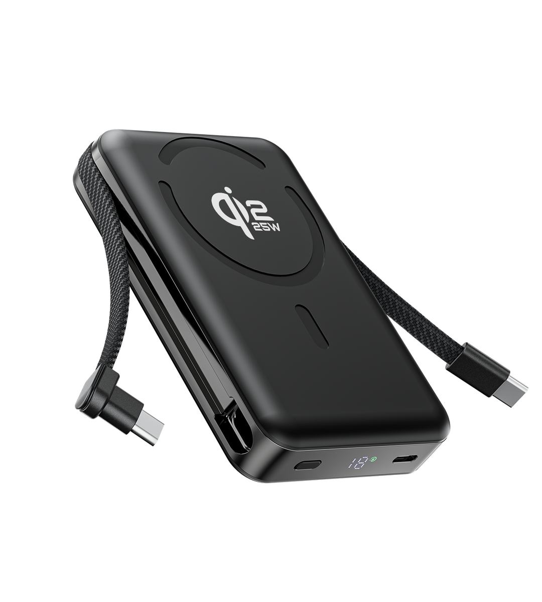 Powerbank 10.000 mAh | Magnetisches Schnellladen mit 25 W, integriertem Ladekabel und praktischer Standfunktion