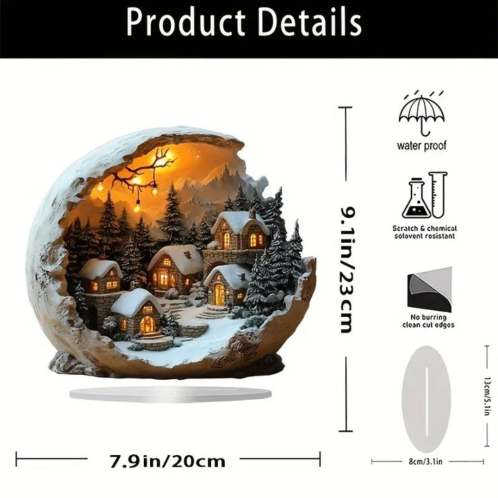 LED Weihnachtsdorf | Beleuchtete Weihnachtsdekoration mit verschneiten Häusern, Tannenbäumen und 3D-Winterlandschaft für Zuhause