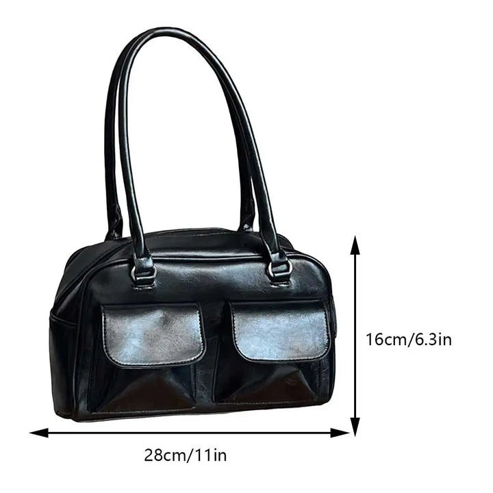 Damen Satchel Handtasche | Vintage-Design mit Fronttaschen, stabilem Henkel und geräumigem Innenfach