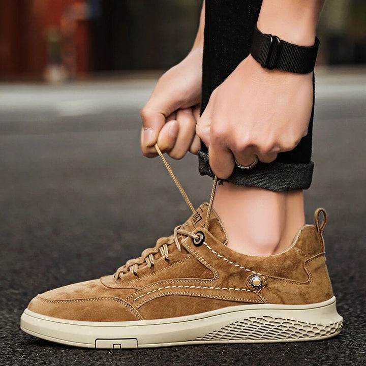 Damen Wildleder-Sneaker mit gepolsterter Innensohle | Bequeme Low-Top-Schuhe mit atmungsaktiven Einsätzen und robuster Gummisohle