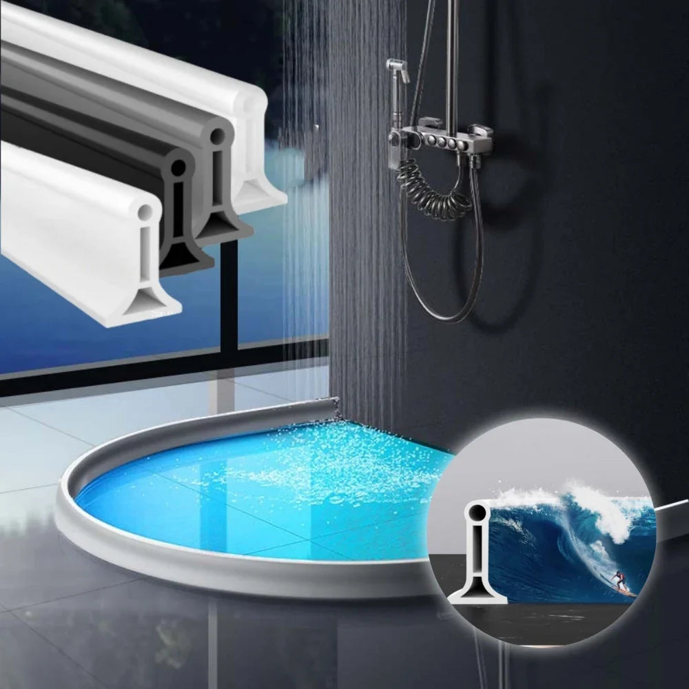 Self-adhesive silicone shower seal | Water stop strip against splashing | Cuttable | 150–400 cm for shower &amp; bath