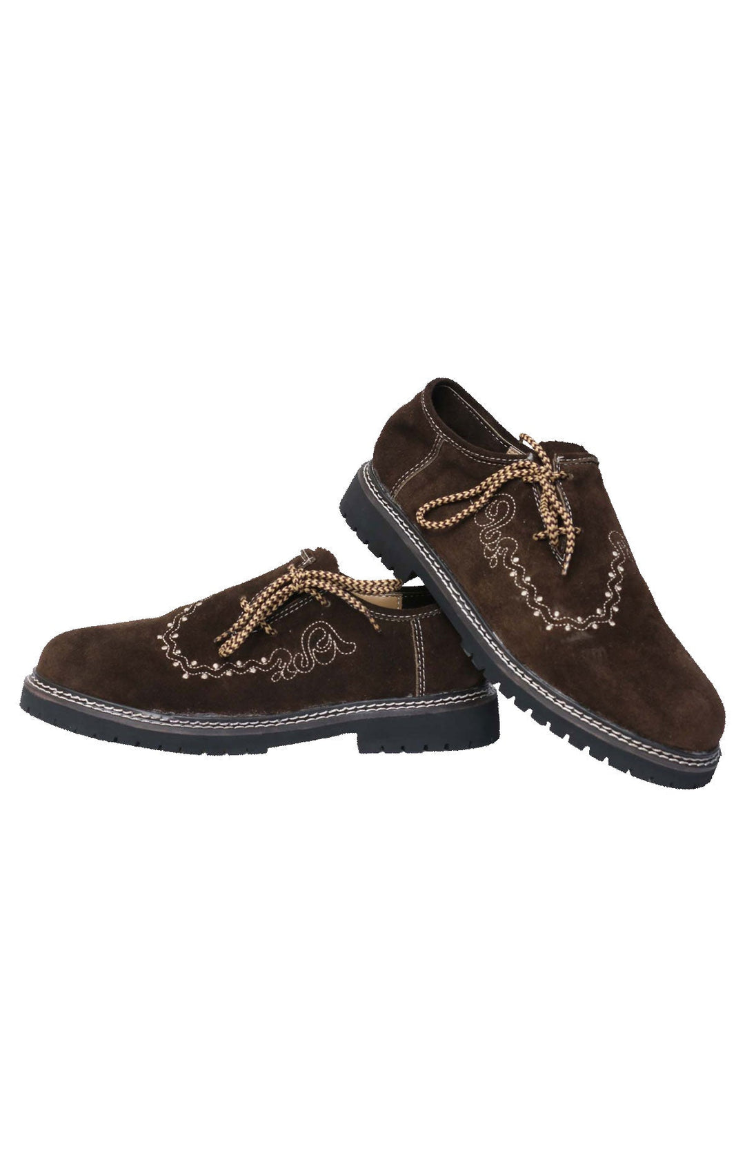 Haferlschuhe Herren | Dunkelbraune Trachtenschuhe aus Ziegenveloursleder mit Schnürung für Lederhosen und Oktoberfest