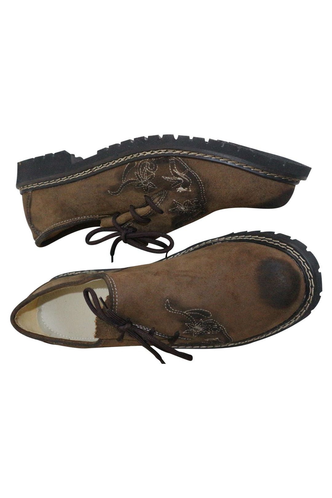 Haferlschuhe Herren | Braune Trachtenschuhe aus Ziegenveloursleder mit Schnürung für Lederhosen und Oktoberfest