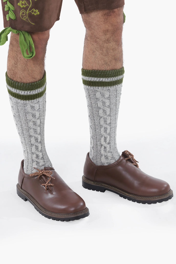 Haferlschuhe Herren | Braune Trachtenschuhe aus Echtleder mit seitlicher Schnürung für Lederhosen und Oktoberfest