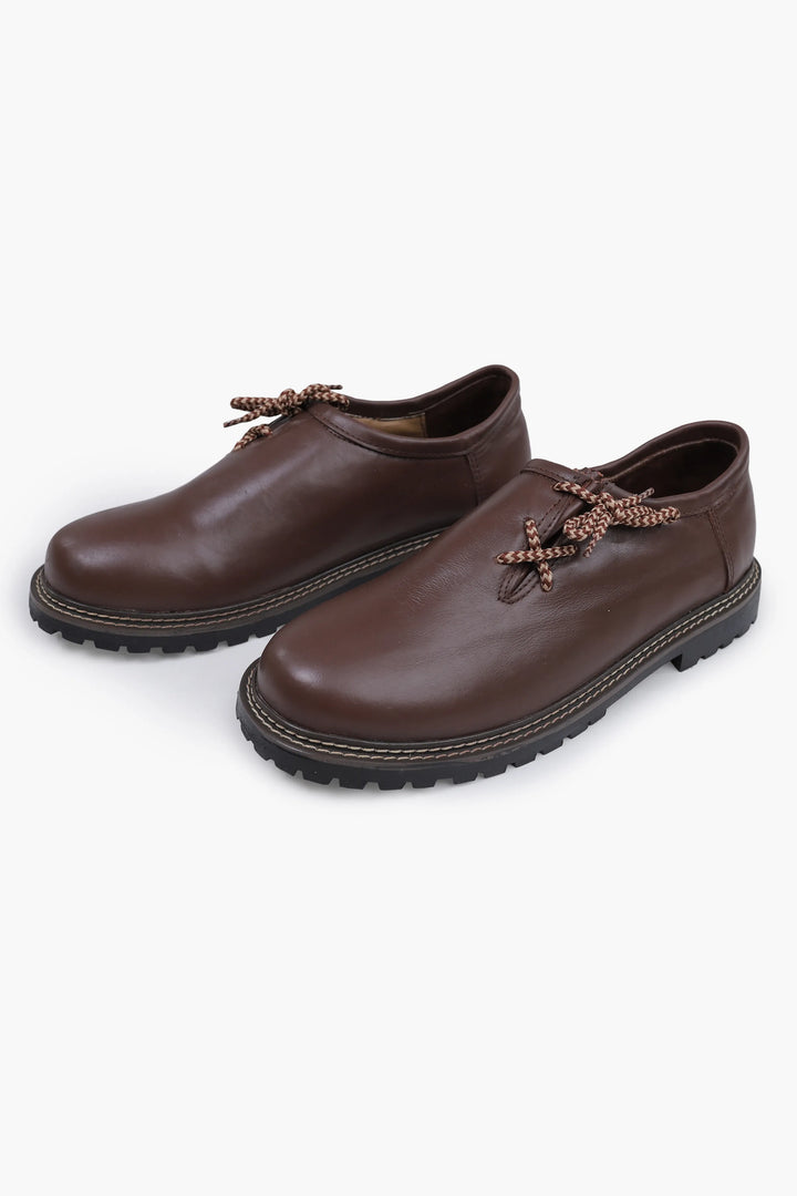 Haferlschuhe Herren | Braune Trachtenschuhe aus Echtleder mit seitlicher Schnürung für Lederhosen und Oktoberfest