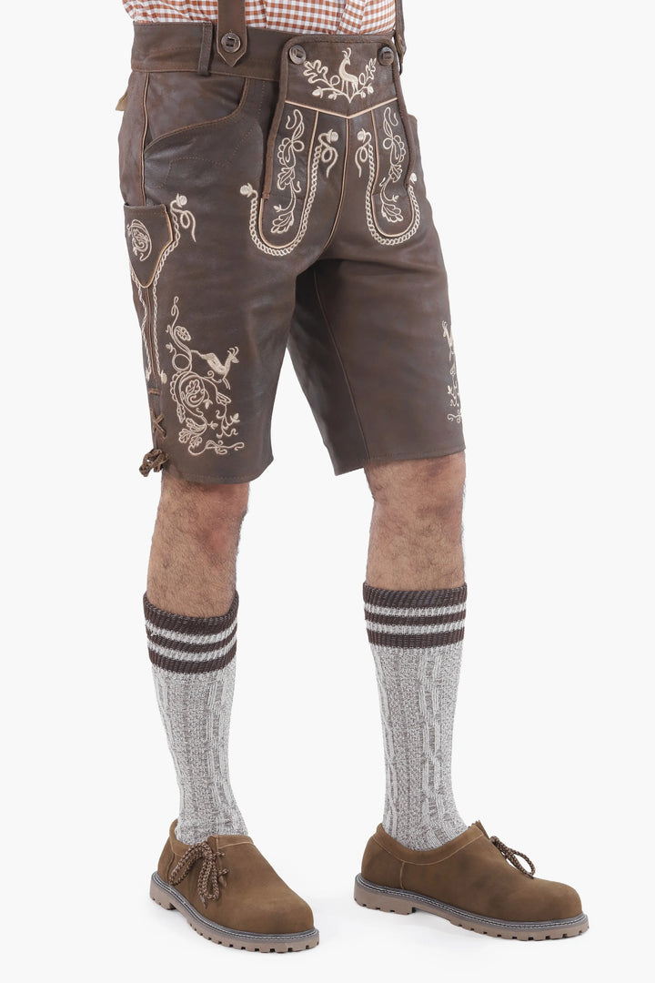 Trachtensocken Herren | Braune bayerische Kniestrümpfe für Lederhosen und Oktoberfest-Outfits
