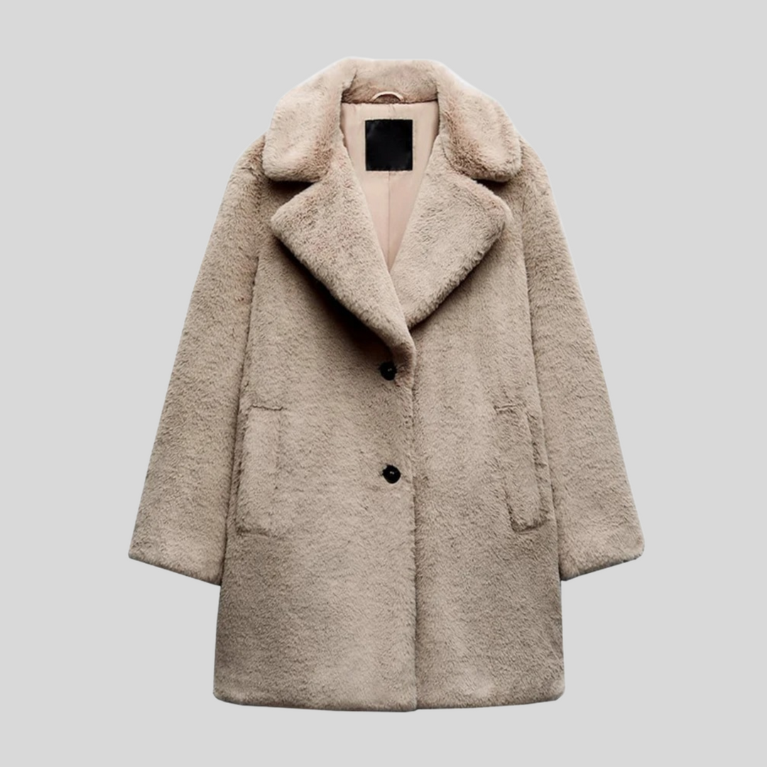 Damen Teddy Wintermantel mit weichem Plüschstoff | Warmer, flauschiger Mantel für kalte Tage, Spaziergänge und Alltag