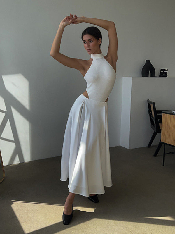 Damen Maxirock mit hohem Bund | Fließender Satinrock in A-Linie mit elastischem Taillenbund und Reißverschluss für elegante Anlässe