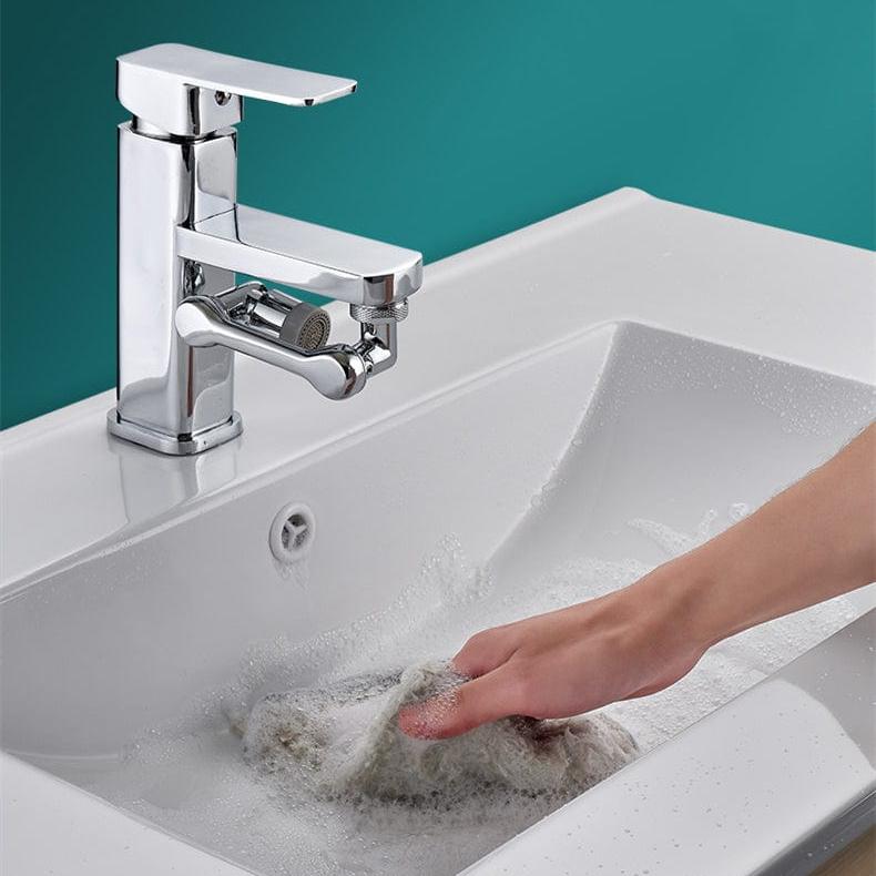 360° rotating faucet attachment with 2 spray types | Splash-free &amp; water-saving | Easy installation, fits 99% of faucets