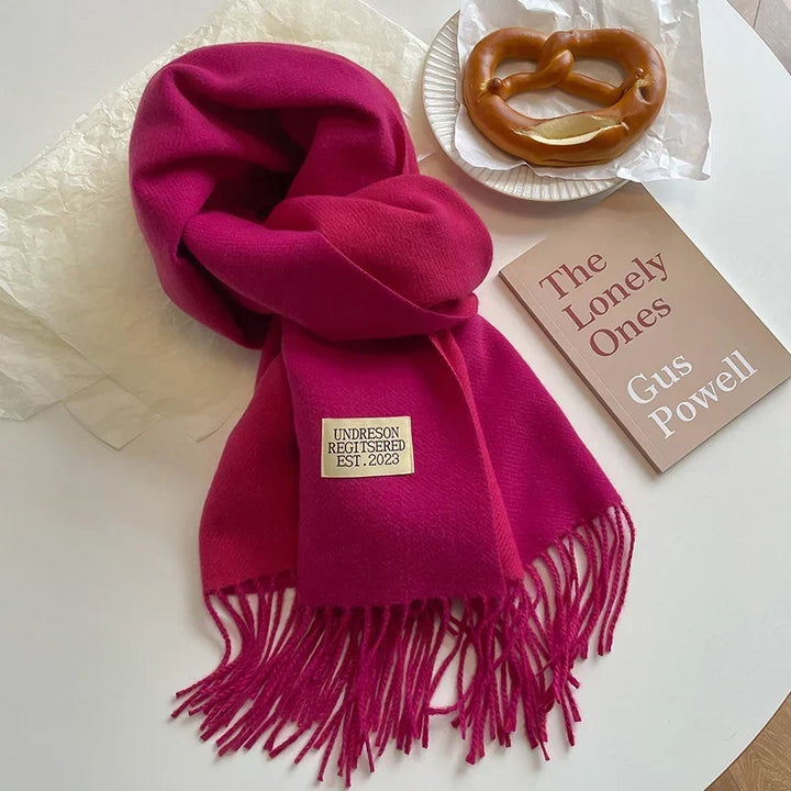 Damen Pashmina Schal mit Fransen | Weicher langer Wickelschal mit glatter Oberfläche und vielseitiger Trageform für Herbst und Winte