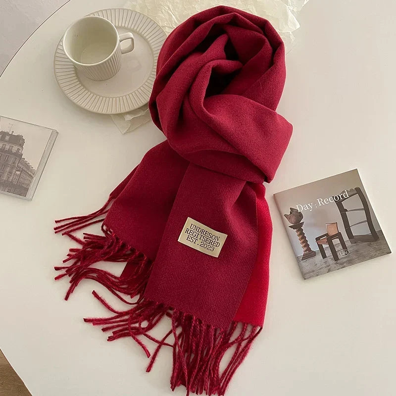 Damen Pashmina Schal mit Fransen | Weicher langer Wickelschal mit glatter Oberfläche und vielseitiger Trageform für Herbst und Winte