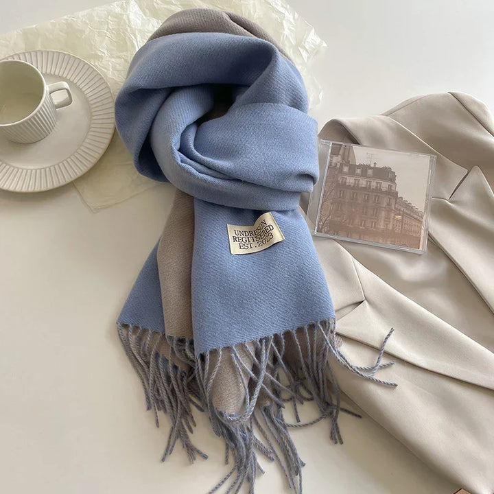 Damen Pashmina Schal mit Fransen | Weicher langer Wickelschal mit glatter Oberfläche und vielseitiger Trageform für Herbst und Winte