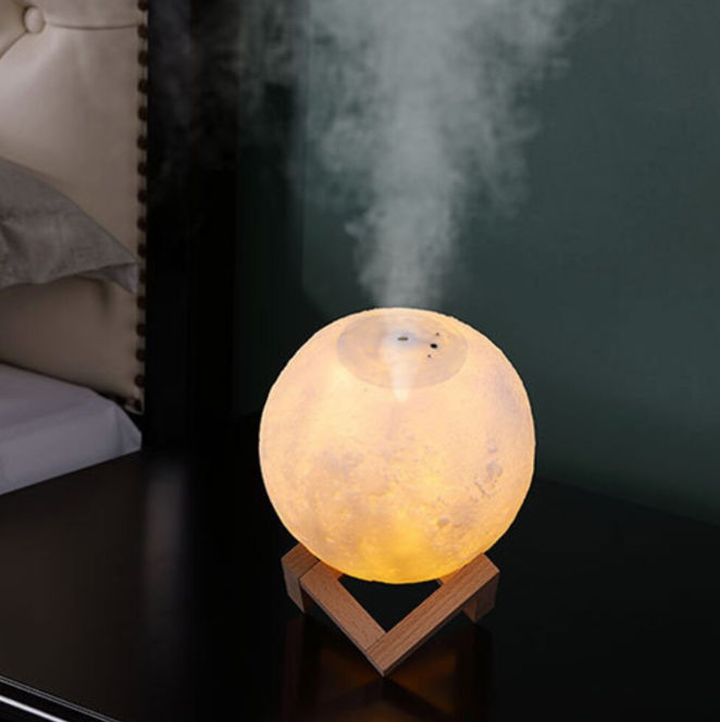 Luftbefeuchter Lampe | 2-in-1 Nachtlicht und Aroma-Diffusor mit 880-ml-Wassertank und drei Lichtmodi