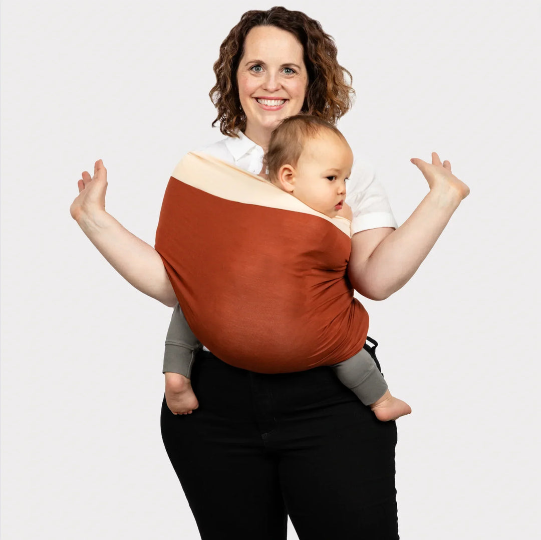 Baby carrier made of organic cotton | Hands-free, soft &amp; breathable | Buckle-free, flexible for multiple carrying positions