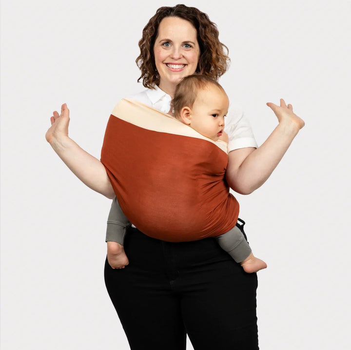 Baby carrier made of organic cotton | Hands-free, soft &amp; breathable | Buckle-free, flexible for multiple carrying positions
